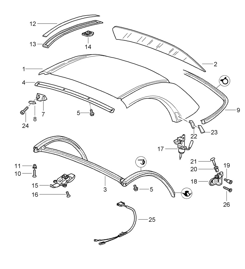 Porsche Boxster Convertible Top Latch Bolt. Rollover, REMOVABLE, Behind ...