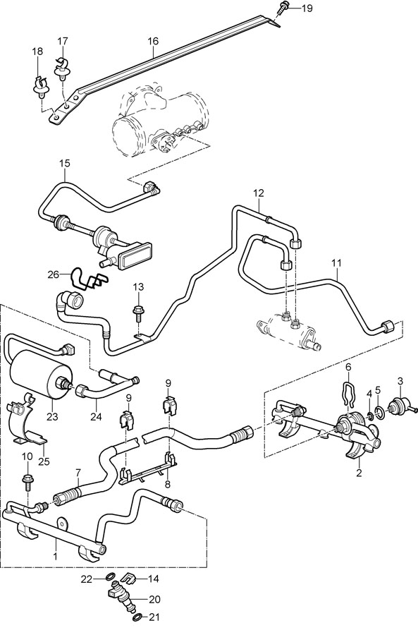 1964 Porsche As tank ventilation. Vapor canister purge - 99711002973 ...