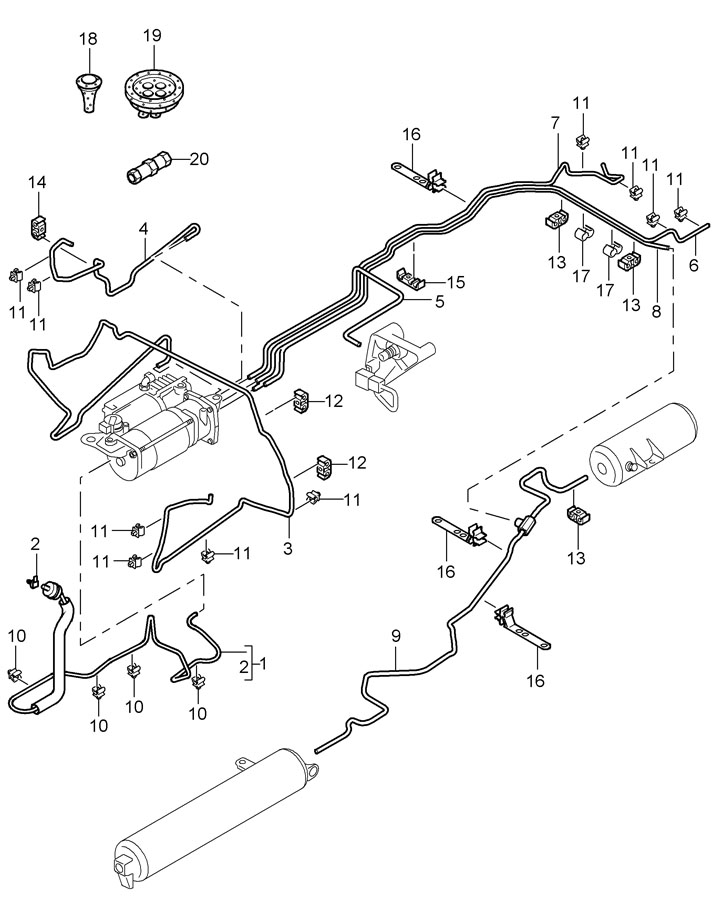 95535804512 - Porsche Air Suspension Compressor Line. AUTO LEVELLING ...