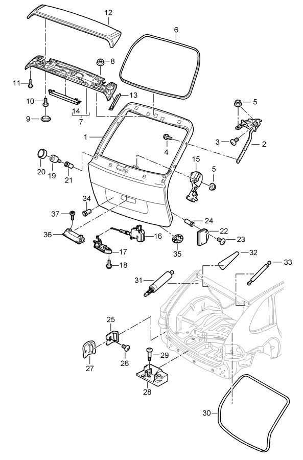 95551251103 - porsche Liftgate Latch. Cayenne; Lower; w/Power Closing ...