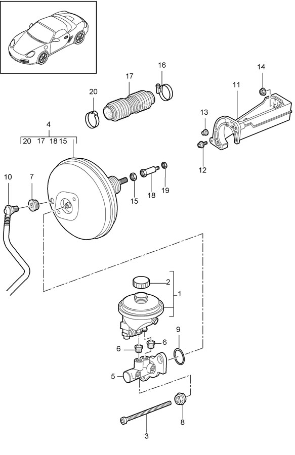 Porsche Boxster Brake Vacuum Hose. W/o AWD - 99735557700 | Porsche ...