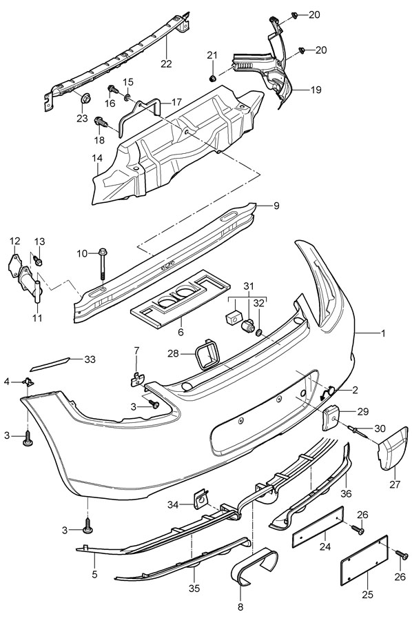 98750563103 - Bumper-cover-support-rail Support. 2009-12 | Porsche ...