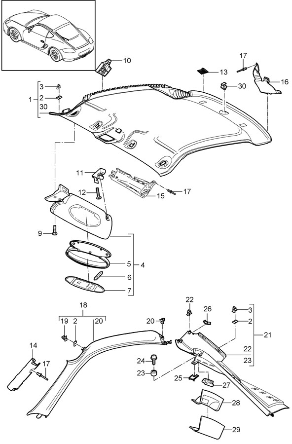 2022 Porsche Fixing clip. Headliner clip. Headliner - 99959197640 ...