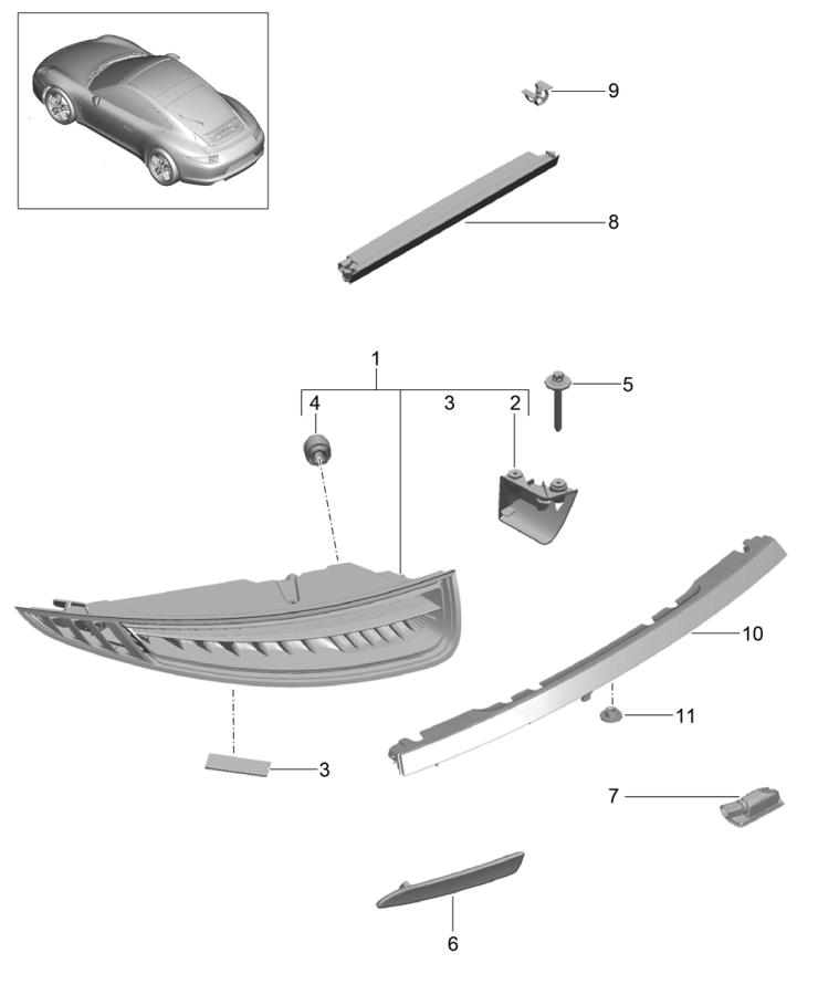Porsche 911 Stop. Lamp. Mount. High. Light. Hig. Center. Lens and ...
