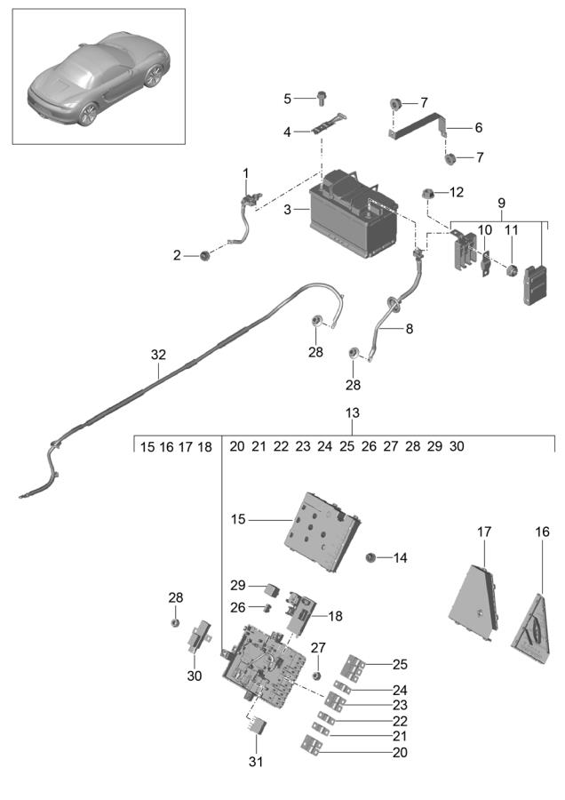Porsche Boxster Fuse. Relay. AND. Power. PLATE. AT BATTERY