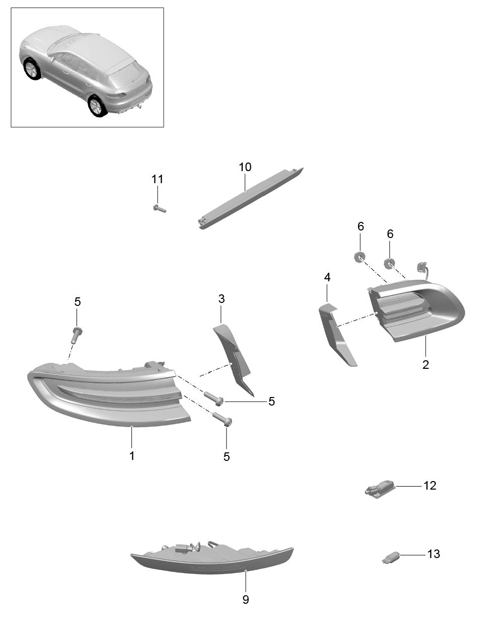 Porsche Macan Back up light assys - 95B945726K | Porsche Atlanta ...